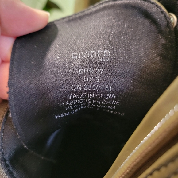 H&M Divided Platform Boots Hunter Green/Black Side Zip Women’s 6 EUC - Picture 6 of 6